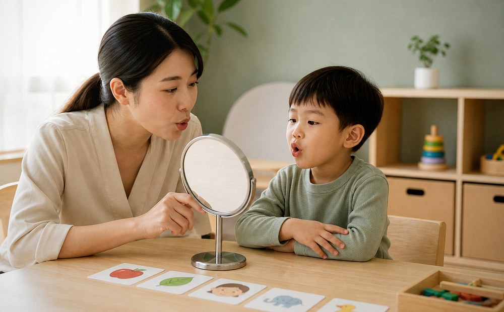 孩子操作玩具練習互動的照片