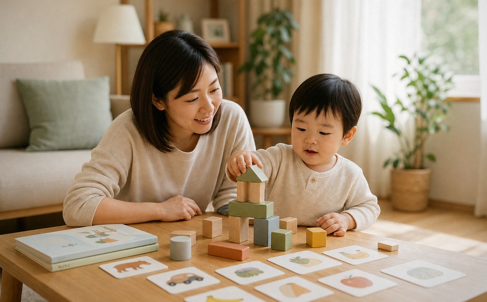 家庭陪孩子遊戲互動的照片